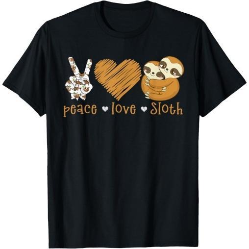 Peace Love Sloth Hand Sign Heart Sloth Lovers T-Shirt Made in USA Hoodie Sweatshirt | PrintMintTees.com