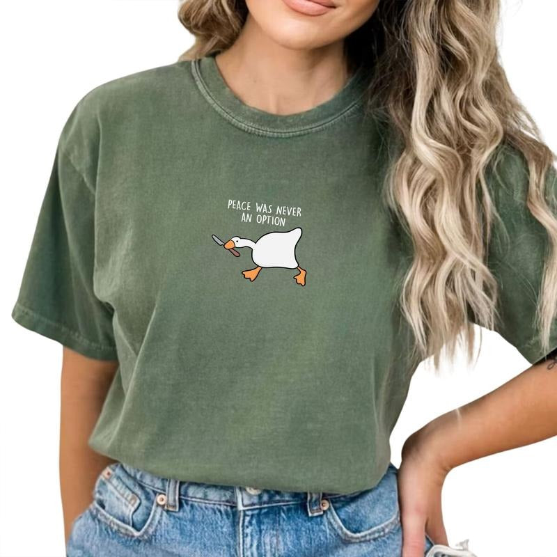 Peace Was Never an Option Shirt, Funny Goose Tee, Goose Meme Graphic Printed Tee, Meme Goose Bumps Tee, Goose Club...