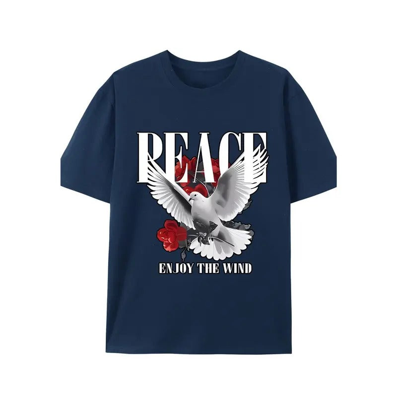 Peace dove print tee shirt, Tees for Men, Casual Short Sleeve T-shirt for summer Made in USA Hoodie Sweatshirt