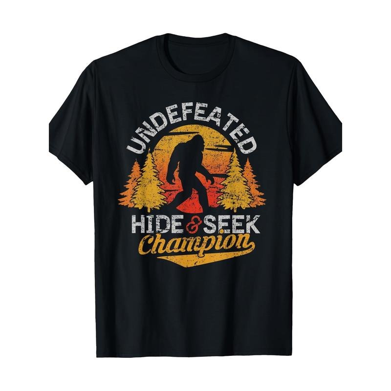 Peekaboo Champion Shirt Sasquatch T-shirt Men's T-shirt Cotton Made in USA Hoodie Sweatshirt | PrintMintTees.com