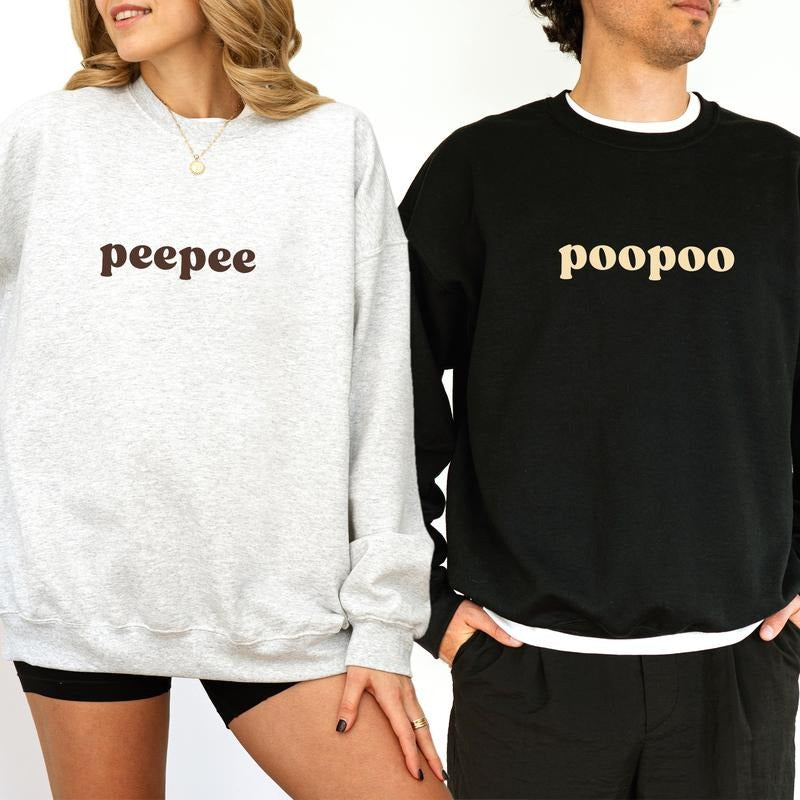 Peepee Poopoo Couple Funny Pee Poo Matching Tops Humor Wife Husband Bestie Matching Shirt Hoodie Sweatshirt