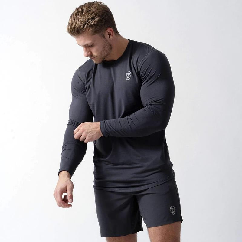 Performance Long Sleeve Shirt - Obsidian Fabric Menswear Top Hoodie Sweatshirt | PrintMintTees.com