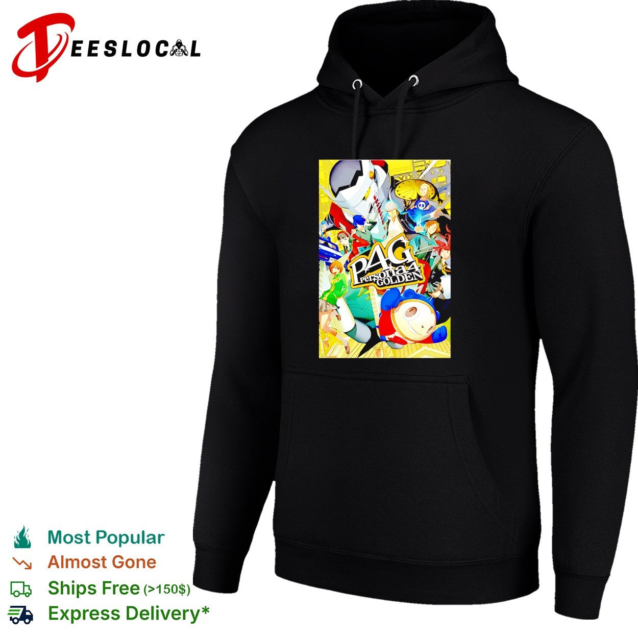Persona 4 Golden Main Cast and Izanagi Character Art P4 Golden logo shirt