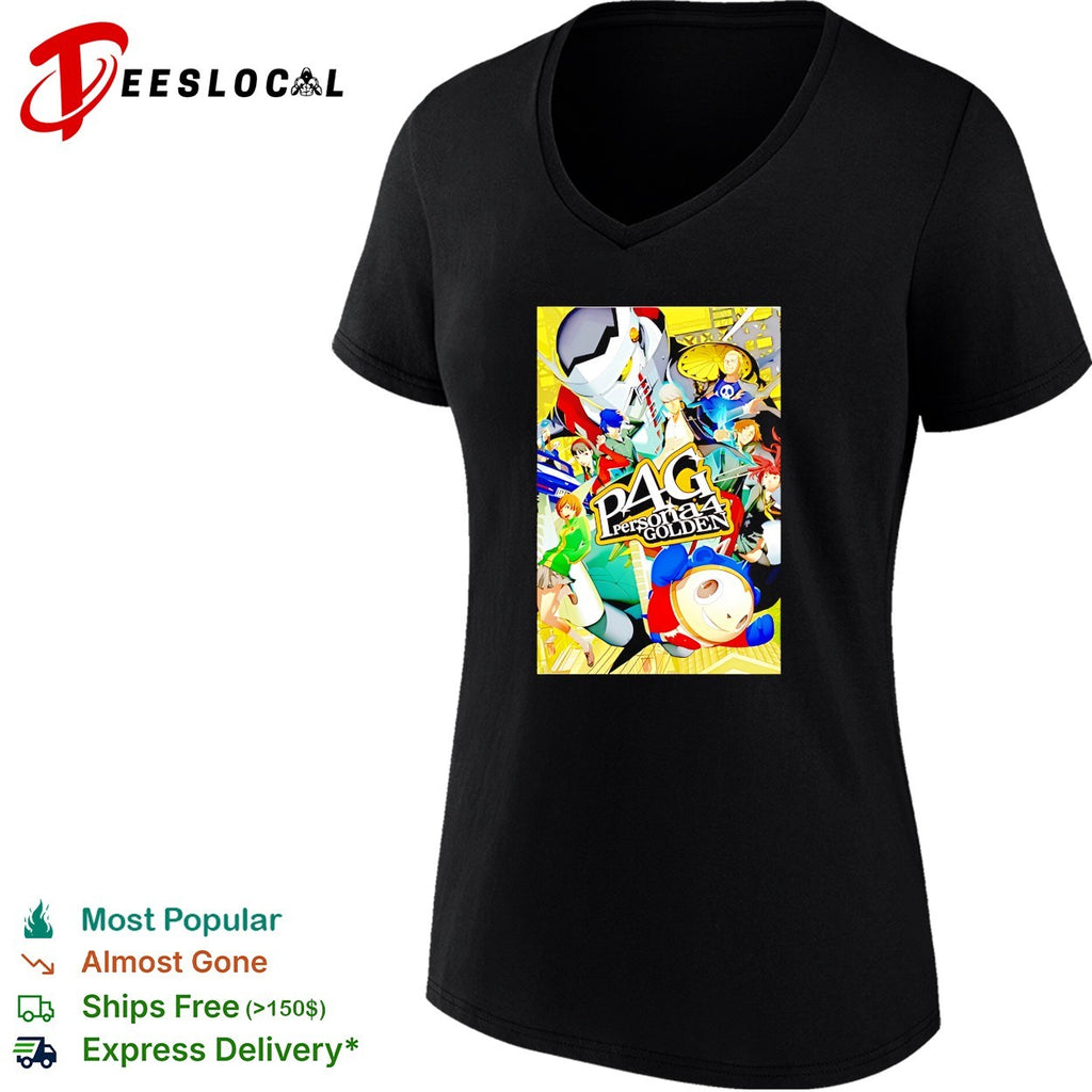 Persona 4 Golden Main Cast and Izanagi Character Art P4 Golden logo shirt