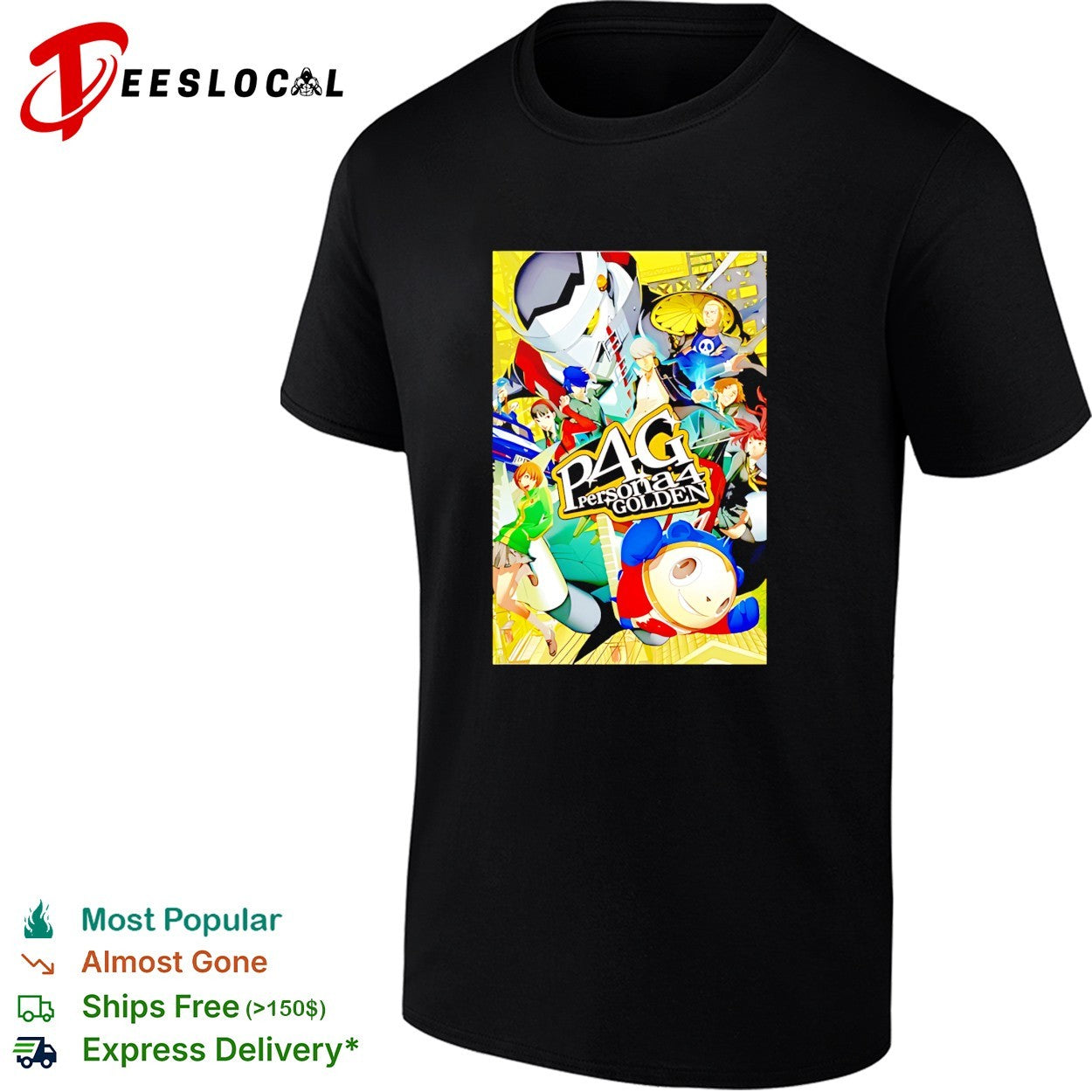 Persona 4 Golden Main Cast and Izanagi Character Art P4 Golden logo shirt