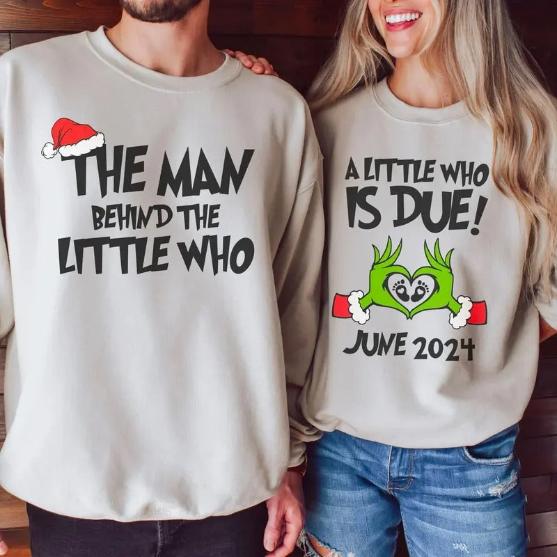 Personalized Little Who Is Due Couple Mommy Be Shirt New Dad Shirt Pregnancy Reveal Maternity Pregnant Shirt Baby Reveal Xmas Party Shirt T-Shirts, Hoodie, Sweatshirt