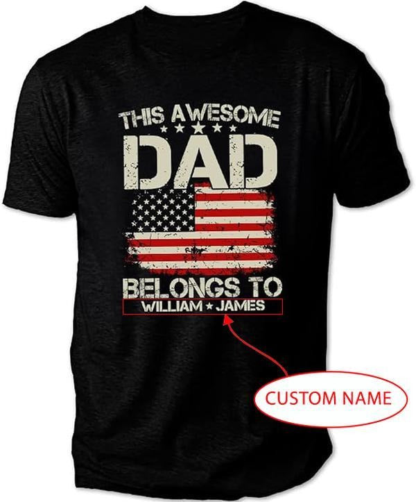 Personalized T-Shirt Gifts For Dad, Father's Day T-Shirt, This Awesome Dad Menswear Top Hoodie Sweatshirt | PrintMintTees.com