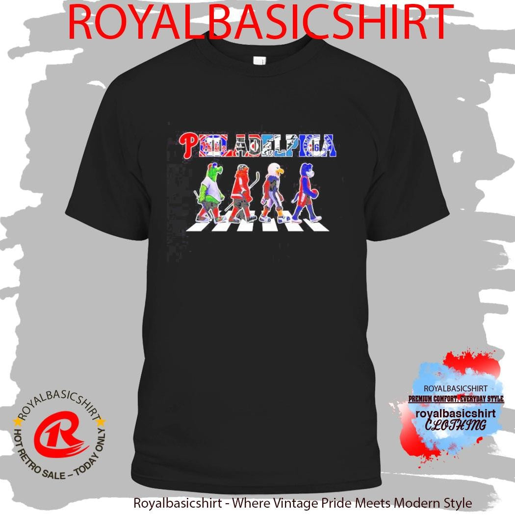 Phanatic Gritty Swoop And Franklin The Dog Philadelphia Abbey Road Sports Team Mascot Shirt