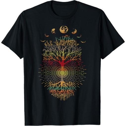 Phases of the Moon Retro 60's 70's Vibe Tree of Life T-Shirt Made in USA Hoodie Sweatshirt | PrintMintTees.com