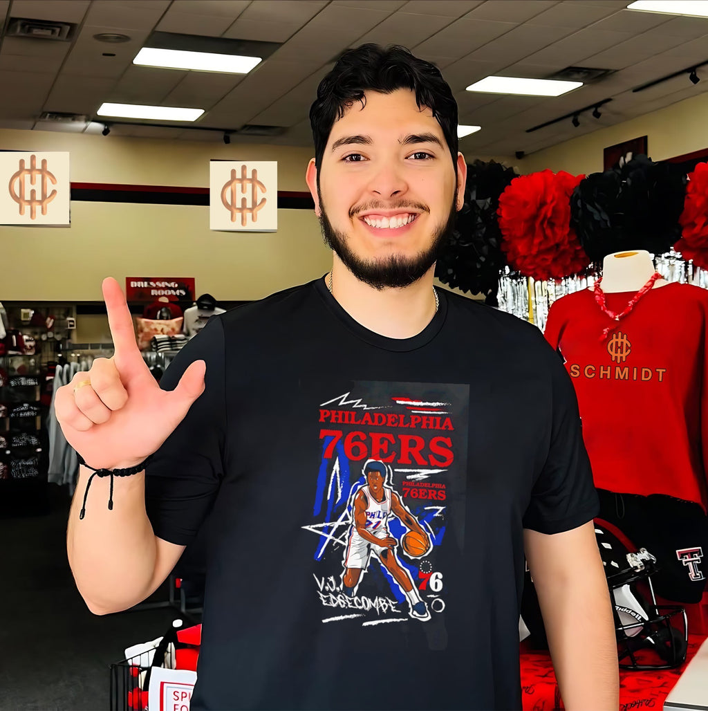 Philadelphia 76ers VJ Edgecombe comic style shirt