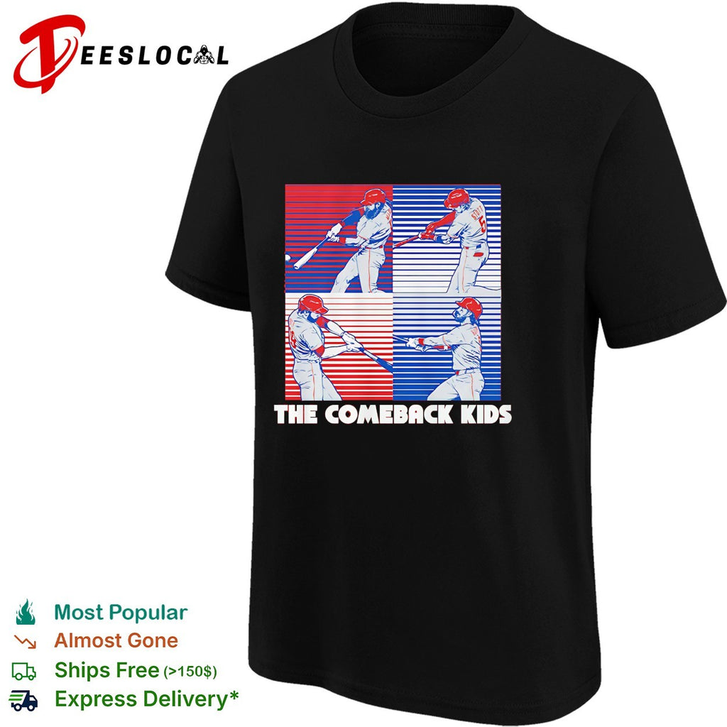 Philadelphia Phillies baseball The Comeback Kids players with slugger swing shirt