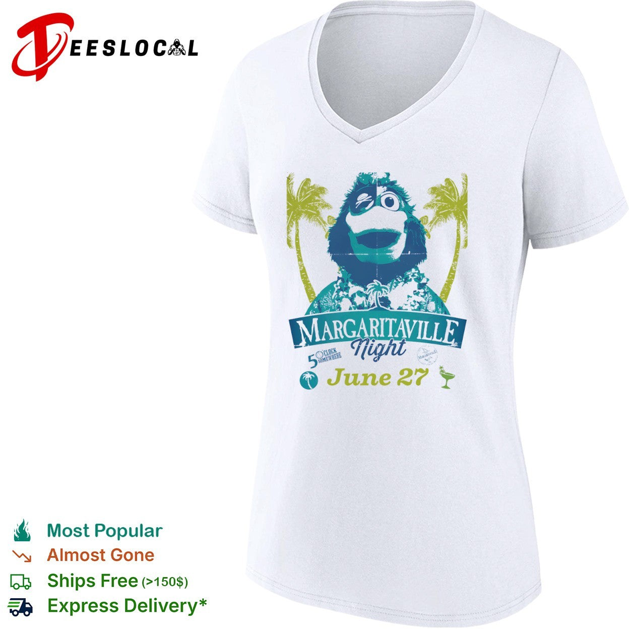 Philly Phanatic Margaritaville Night June 27 5 oclock somewhere mascot shirt
