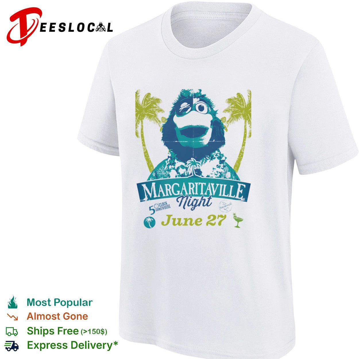 Philly Phanatic Margaritaville Night June 27 5 oclock somewhere mascot shirt