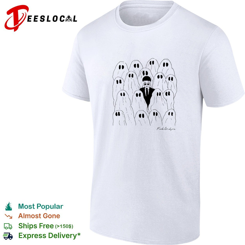 Phoebe Bridgers standning next to ghosts shirt