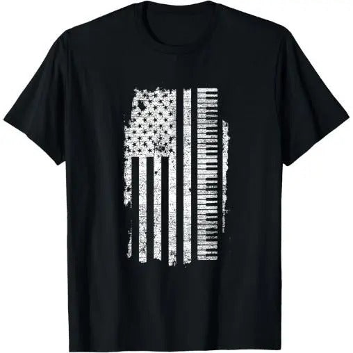 Piano T-Shirt - Keyboard USA Flag Pianist Gifts Music T-Shirt Made in USA Hoodie Sweatshirt | PrintMintTees.com