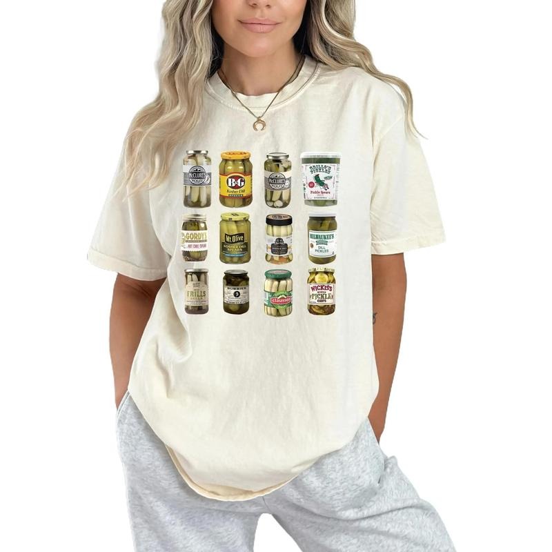 Pickle Jar Vintage Canned Pickles Canning Season Shirt Pickle Lovers Pickles Emotional Support Pickles Comfort Colors Streetwear Top Summer Womenswear Casual Lady Round Neck Underwear T-Shirts, Hoodie, Sweatshirt