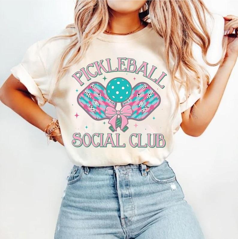 Pickleball Brushstroke Pickleball Preppy Social Club Coquette T-Shirt Hoodie Sweatshirt | PrintMintTees.com
