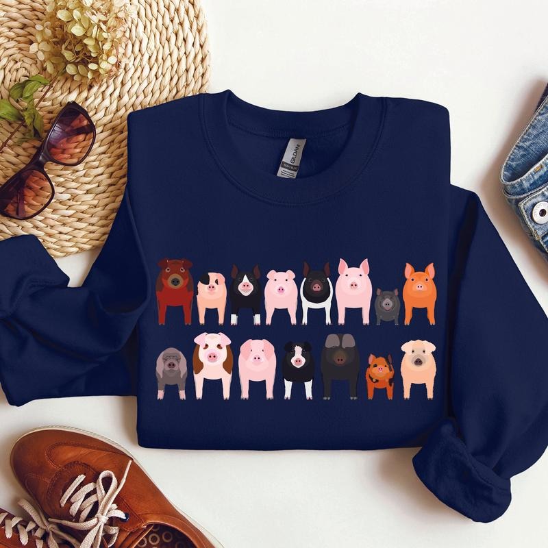 Pig Breeds Farm Animal Lover Sweatshirt T-Shirts, Hoodie | PrintMintTees.com