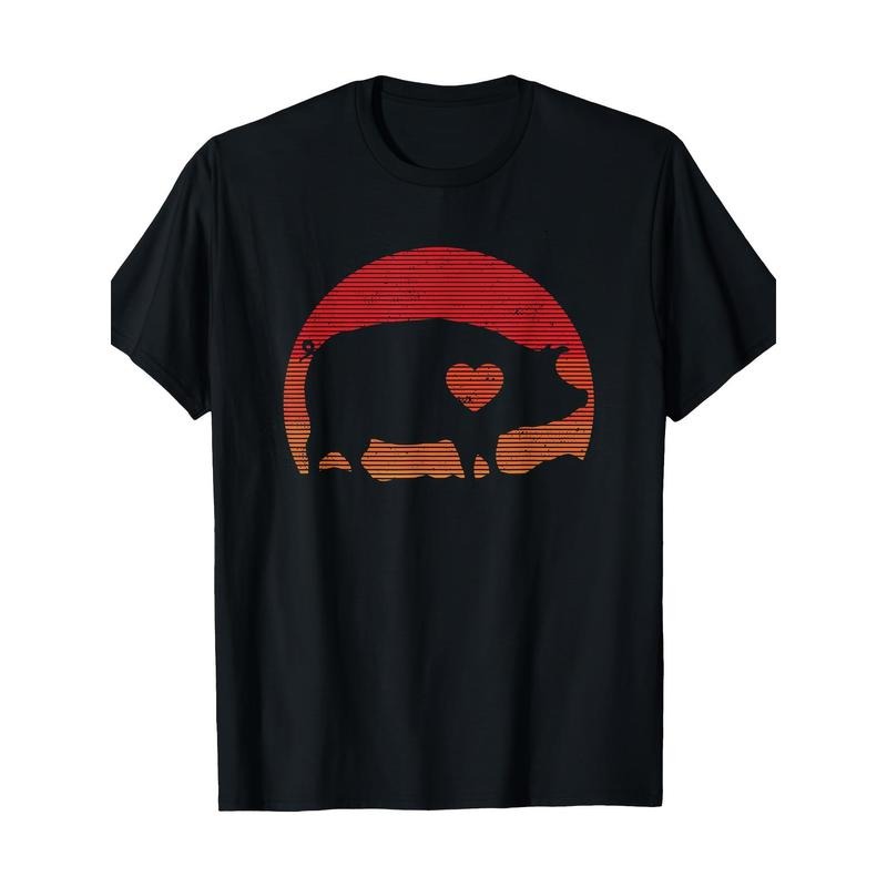 Pig Retro Vintage Pig Lover Mom Dad Farm Farmer Novelty T-Shirt-100%cotton-220g made in usa Hoodie Sweatshirt