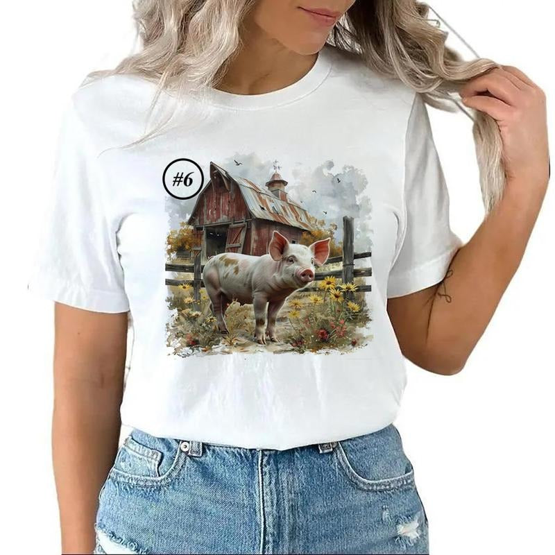 Pig cute Farm Animals Unisex T-shirt Sweatshirt Hoodie Design all #wq 1 | PrintMintTees.com