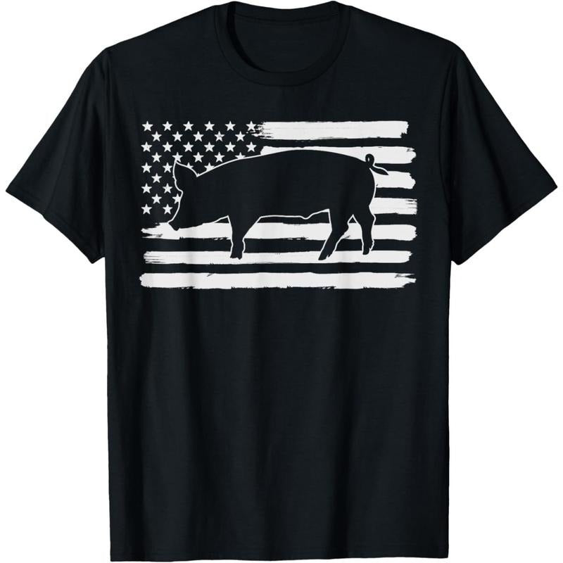 Pigs 4th Of July USA Flag US America T-Shirt made in usa Hoodie Sweatshirt | PrintMintTees.com