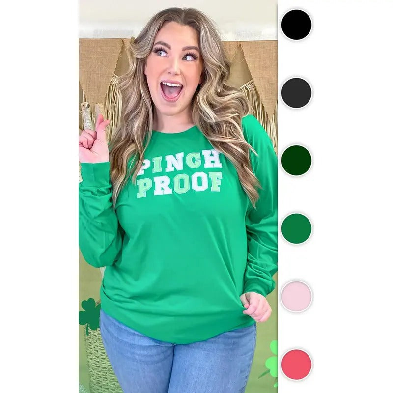 Pinch Proof St Patricks Day Sequin Graphic Long Sleeve Shirt Hoodie Sweatshirt | PrintMintTees.com