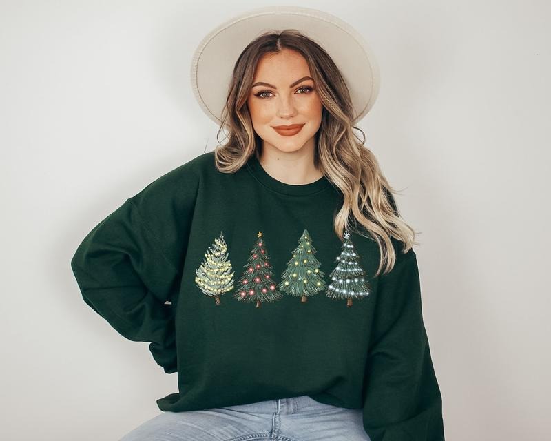 Pine Trees Christmas Sweater, Christmas Holiday Sweater, Christmas Trees Tee Shirt, Christmas Tree Sweatshirt, Holiday...