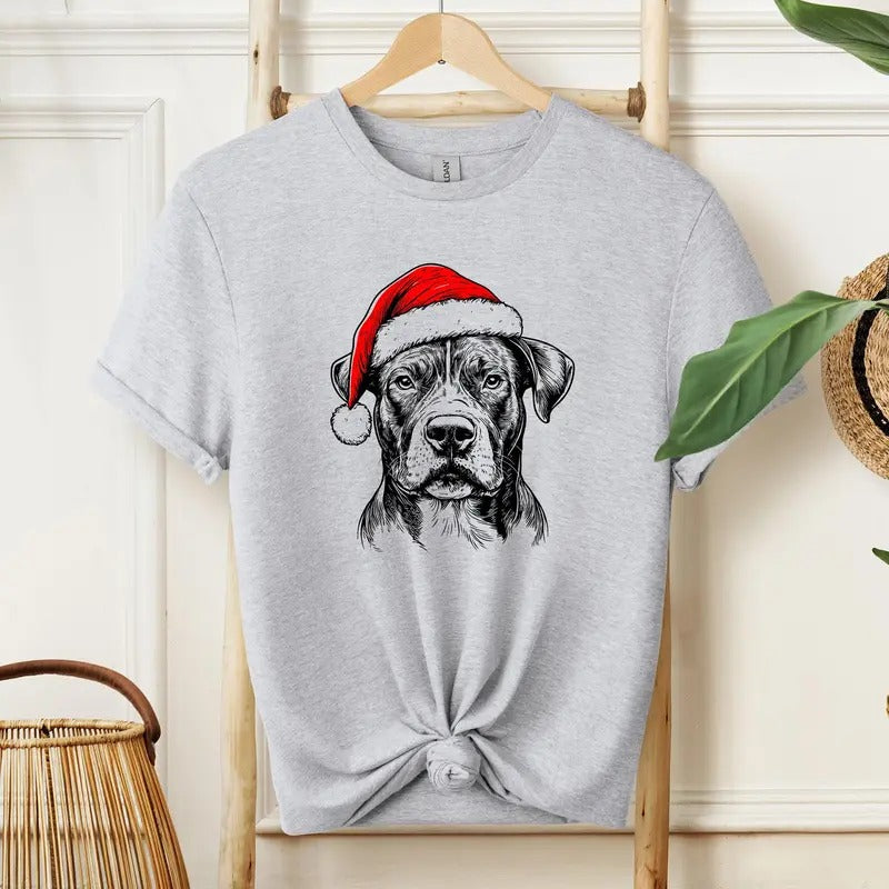 Pitbull, Santa, Dog, Christmas, Dog Lover, Pet T-Shirt, Soft Style Tee, Women's Graphic Tshirtstyle{n002}2 Hoodie, Sweatshirt