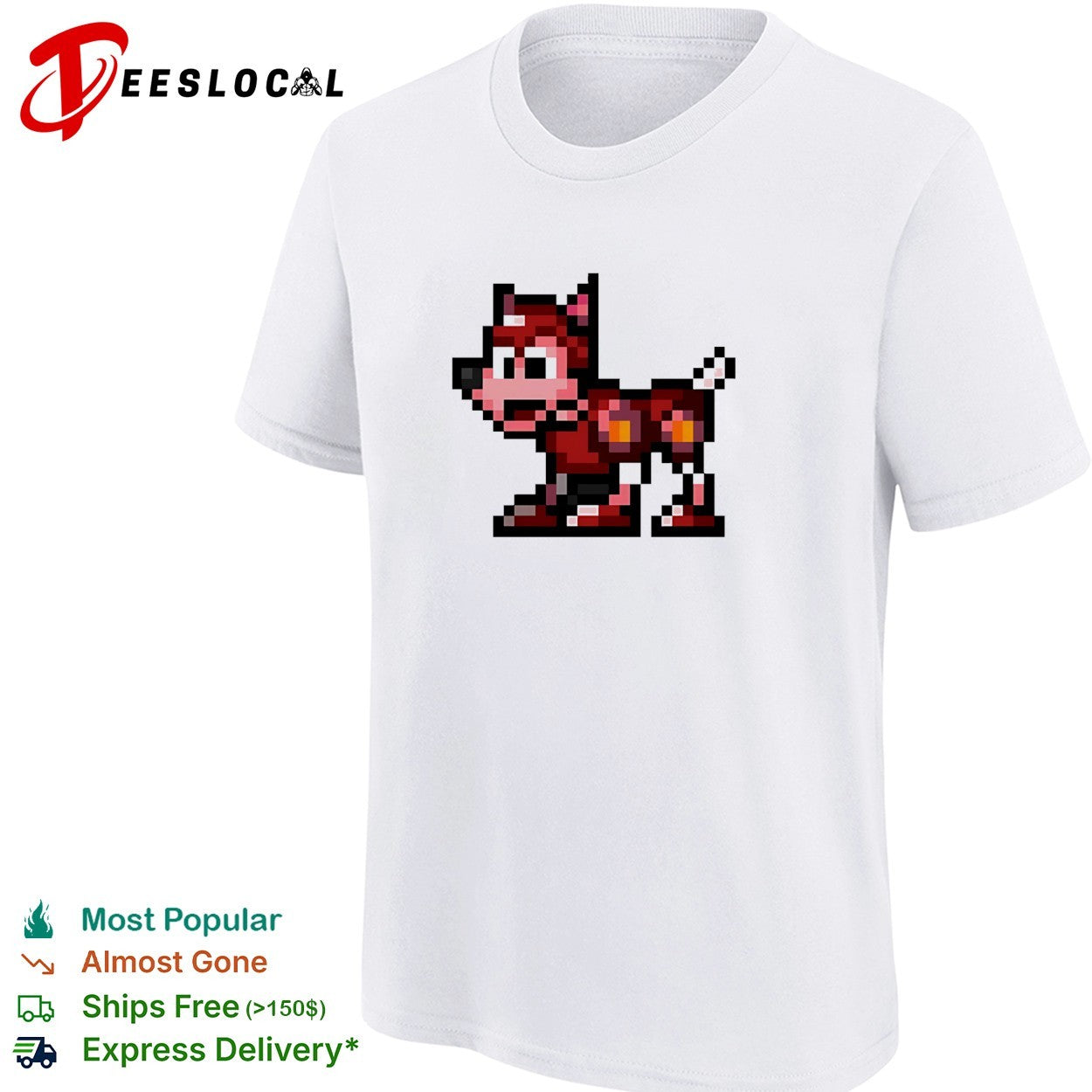 Pixel art robot dog standing shirt