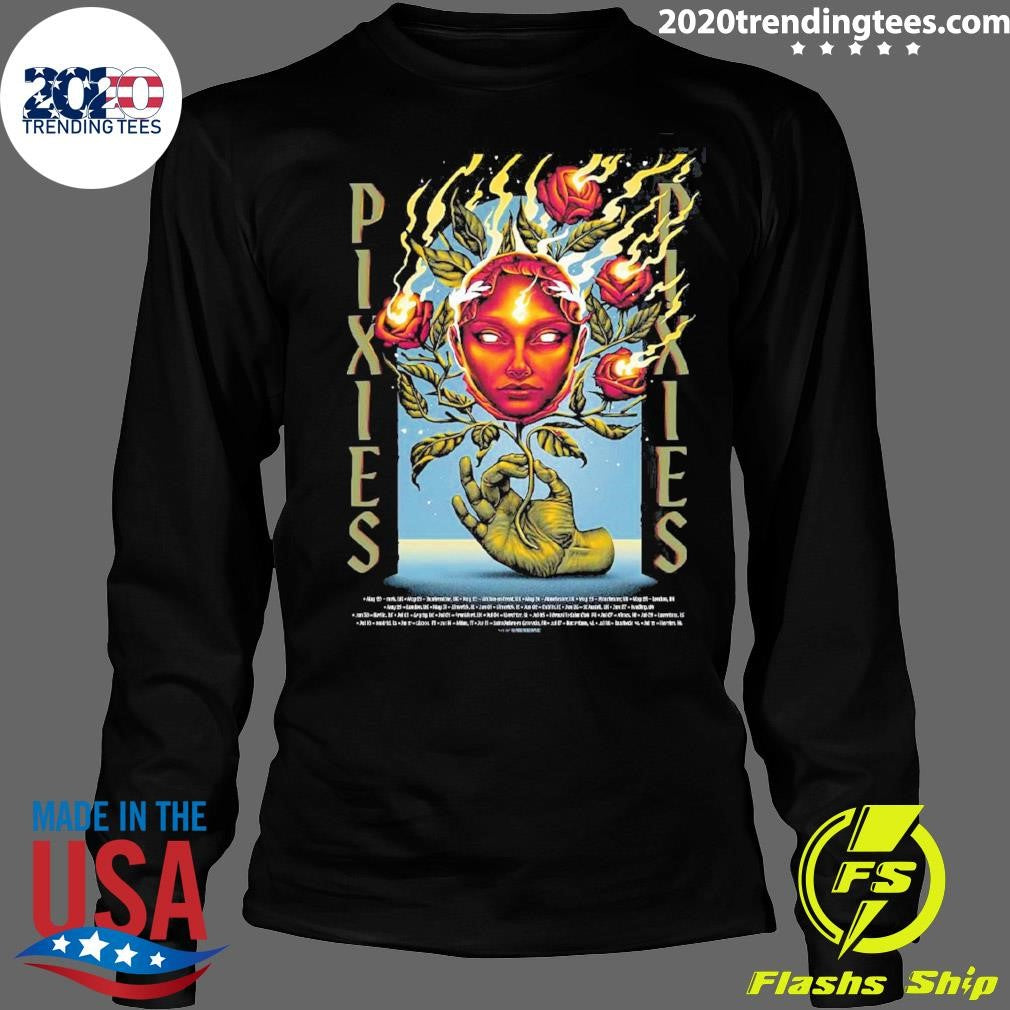 Pixies Europe And UK Tour 2026 Merch Poster Flaming Roses Art Shirt