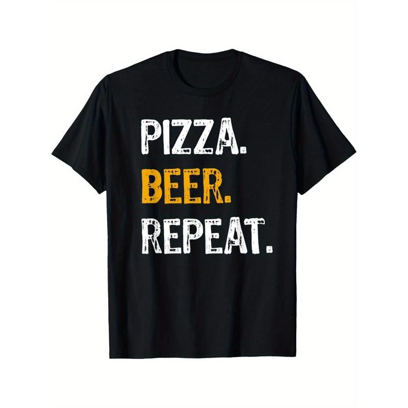 Pizza Beer Repeat Shirt, Funny Novelty Pizza Lover Tee Summer Comfortable Casual Short Sleeve T-Shirt Made in USA Hoodie...