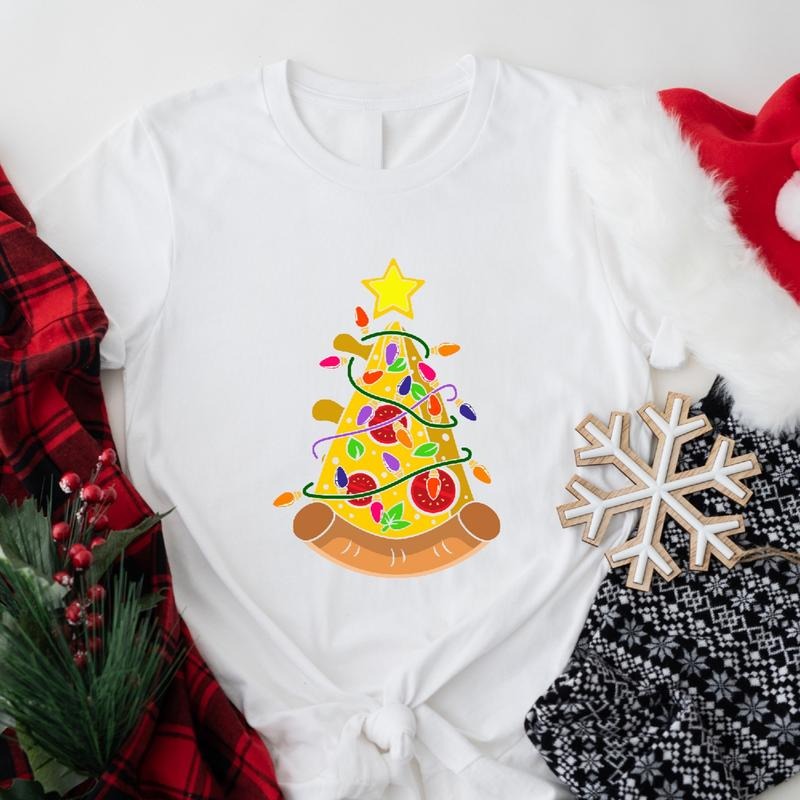 Pizza Christmas Sweatshirt, Matching Funny Pizza Tree Hoodie, Pizza Lover Gift Sweater, Unisex Christmas Gift Sweatshirt,...