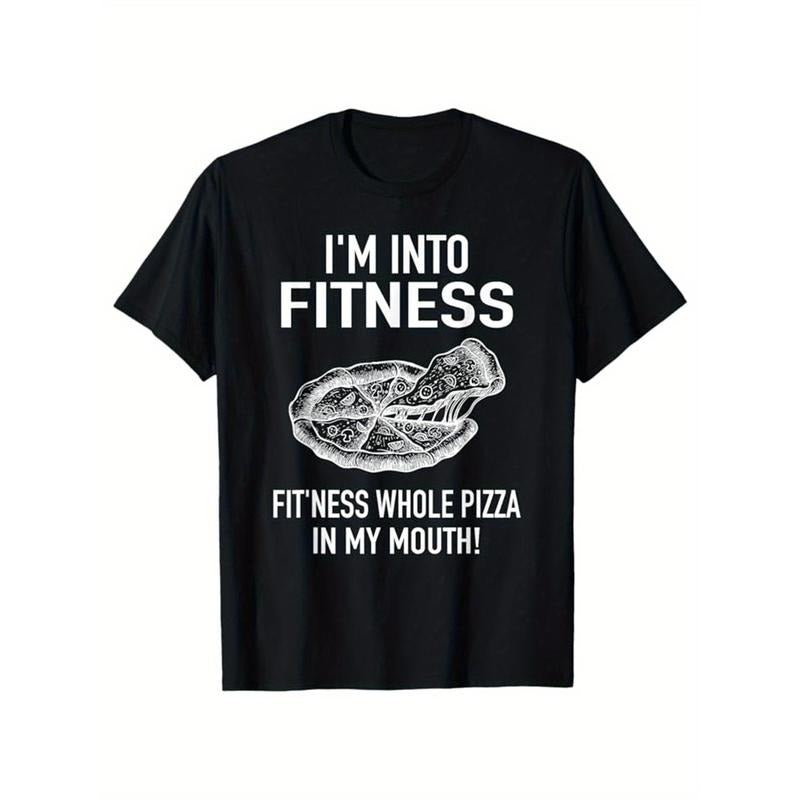 Pizza Printed, Men's Cotton T-shirt, Food Graphic Tee Men's Outdoor Clothes, Men's Clothing, Casual Short Sleeve Crew...