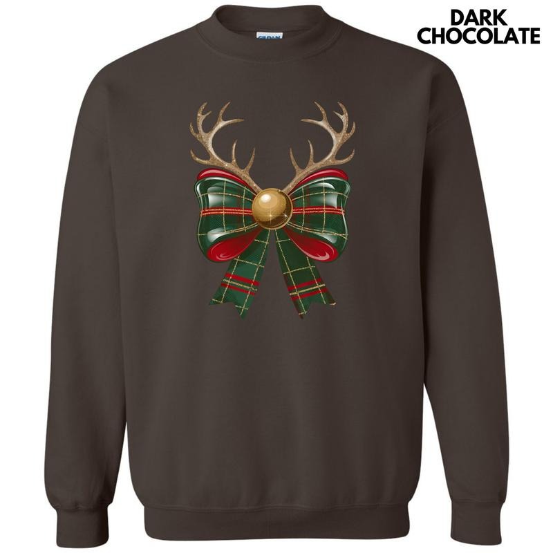 Plaid Antler Bow Sweatshirt 'NLB' T-Shirts, Hoodie | PrintMintTees.com