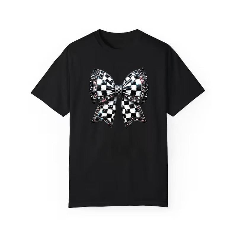 Plaid Coquette Bow Shirt, Coquette Checkered Bow Shirt, Fall Shirt, Retro Checkered Bow Shirt, Girly Fall Shirt Hoodie...