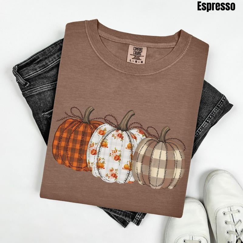 Plaid Pumpkin Trio Comfort Colors T-Shirt 'NLB' Hoodie, Sweatshirt | PrintMintTees.com