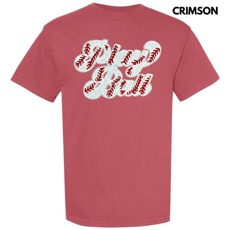 Play Ball Sequin Patch Comfort Colors T-Shirt Hoodie Sweatshirt | PrintMintTees.com