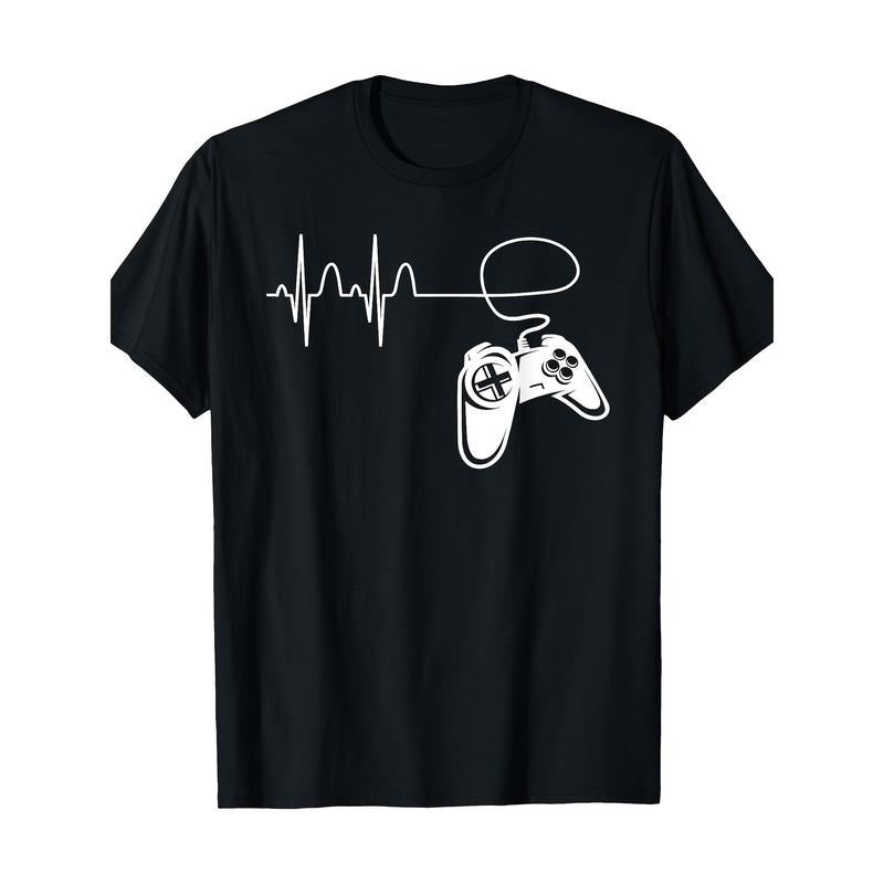 Player Heartbeat ECG - Game Controller Video game 100% cotton T-shirt Made in USA Hoodie Sweatshirt | PrintMintTees.com