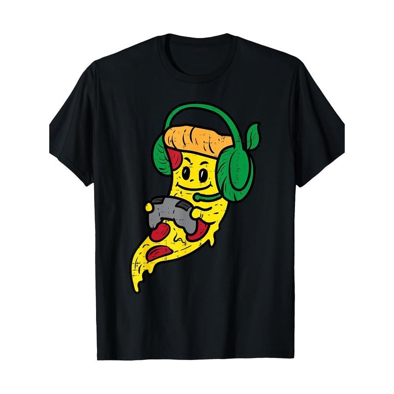 Player Pizza video game Fun food 100% cotton T-shirt Made in USA Hoodie Sweatshirt | PrintMintTees.com