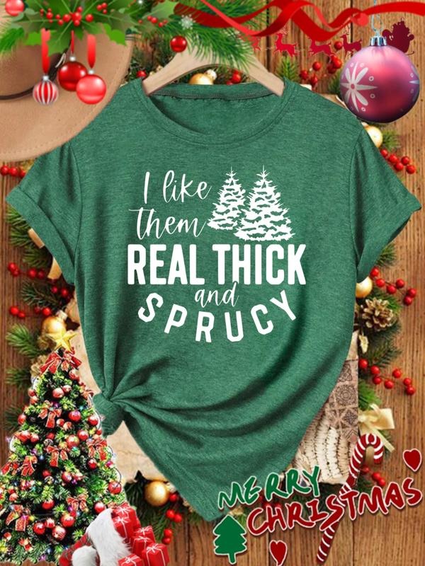Plus Size Christmas Print T-Shirt for Women, Loose Fit Casual Holiday Tee, Plus Size Comfortable Stretchy Fabric, Perfect...