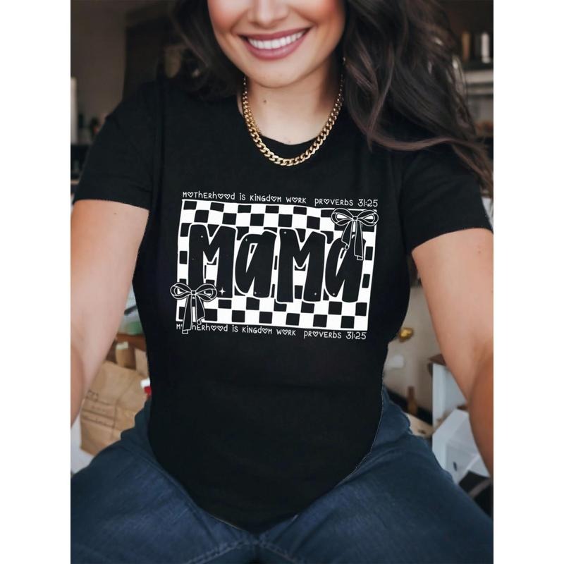Plus Size Retro Checkered Mama T-Shirt