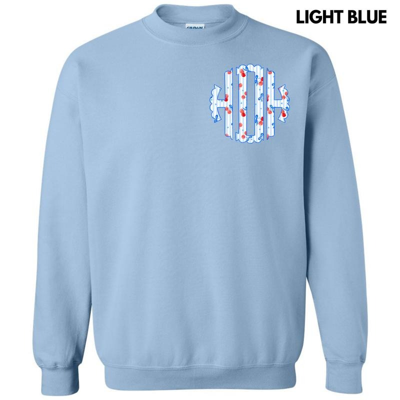 Pocket Size - Cherry Stripe Monogram Sweatshirt 'NLB' T-Shirts, Hoodie | PrintMintTees.com