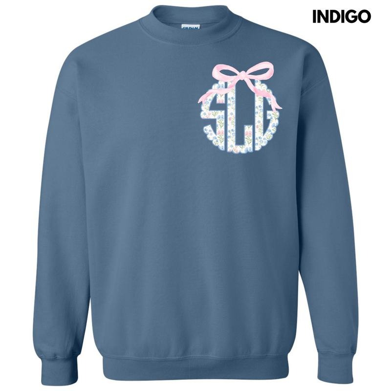 Pocket Size - Grandmillennial Floral Monogram Sweatshirt 'NLB' T-Shirts, Hoodie | PrintMintTees.com