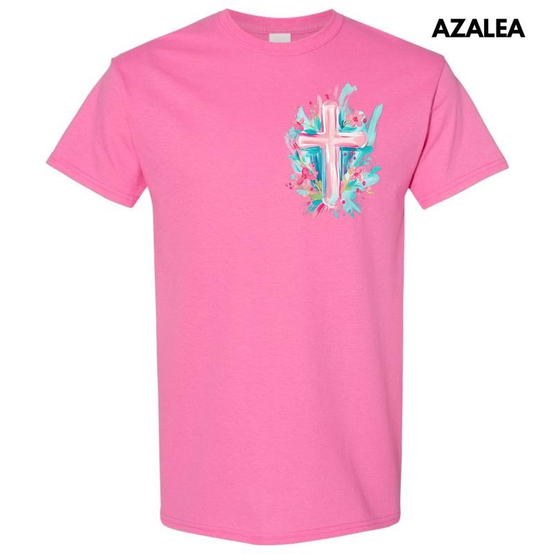 Pocket Size - Pastel Brushstroke Cross Gildan Short Sleeve T-Shirt 'NLB' Hoodie Sweatshirt | PrintMintTees.com