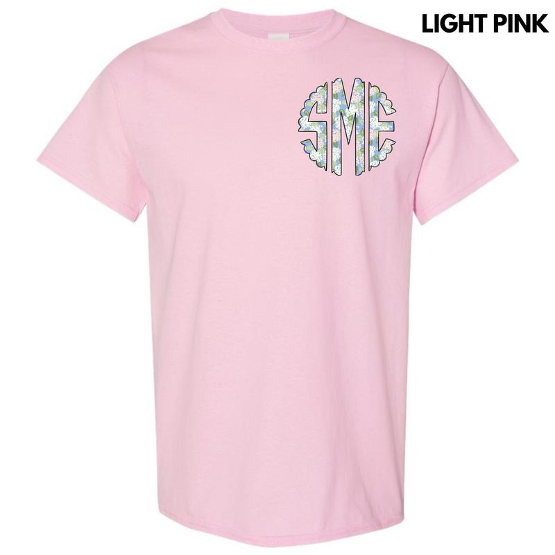 Pocket Size - Proper Floral Monogram Gildan Short Sleeve T-Shirt 'NLB' Hoodie, Sweatshirt | PrintMintTees.com
