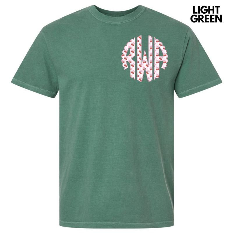 Pocket Size - Strawberry Stripe Monogram Comfort Colors T-Shirt 'NLB' Hoodie Sweatshirt | PrintMintTees.com