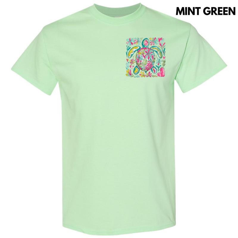Pocket Size -Watercolor Sea Turtle Gildan Short Sleeve T-Shirt 'NLB' Hoodie Sweatshirt | PrintMintTees.com