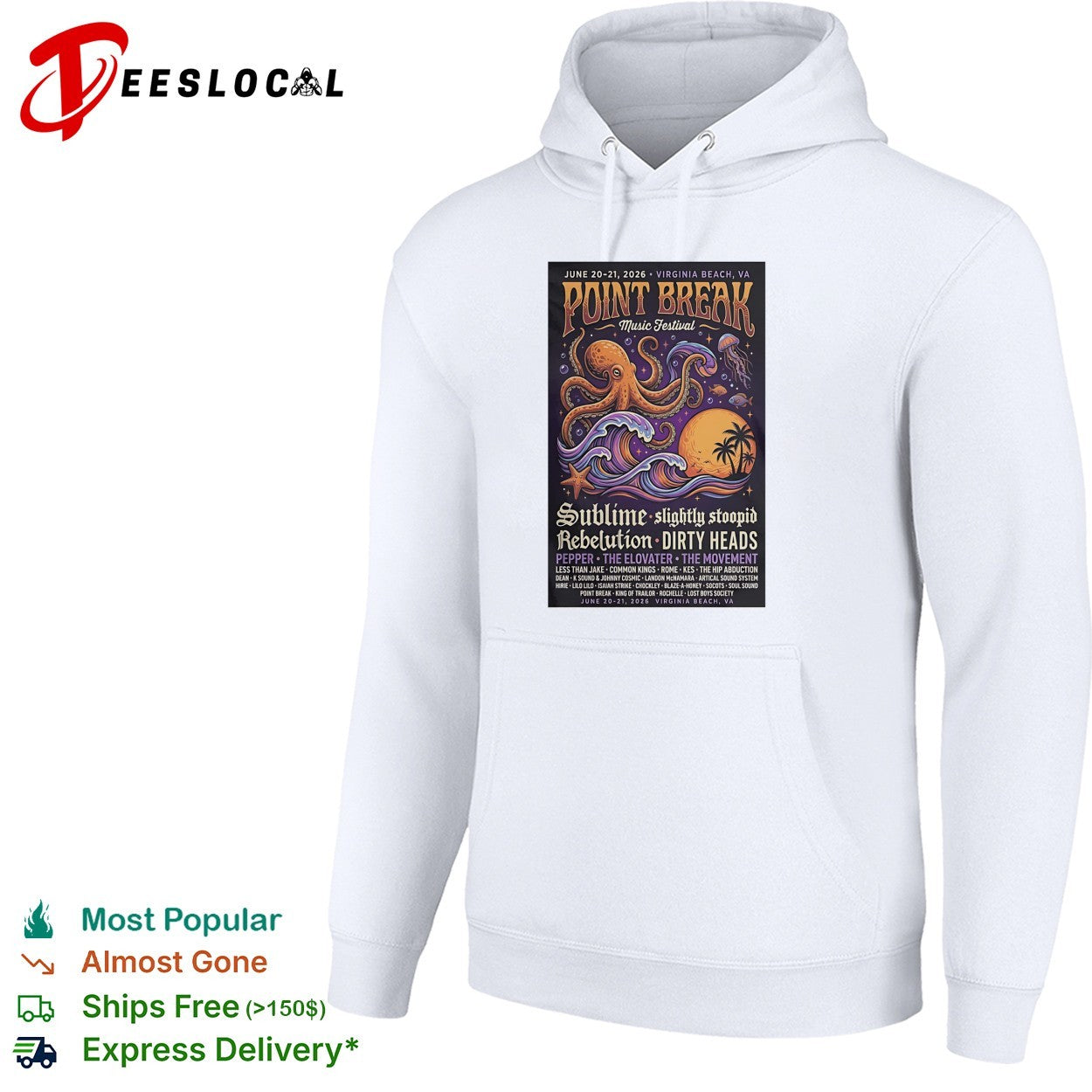 Point Break Music Festival Virginia Beach octopus poster shirt