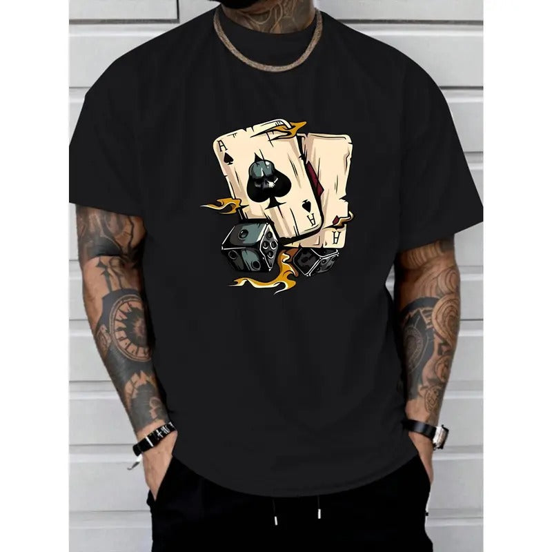 Poker A print tee shirt, Tees for Men, Casual Short Sleeve T-shirt for summer  made in usa Hoodie Sweatshirt