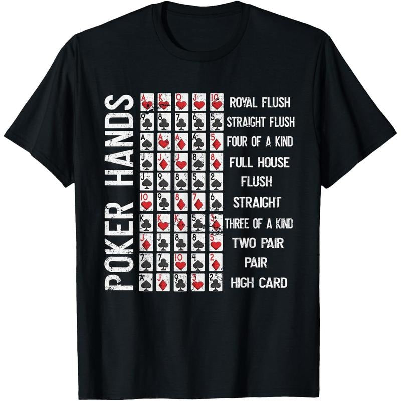 Poker Hands Cheat Sheet Card Casino Games Funny Player Gift T-Shirt made in usa Hoodie Sweatshirt | PrintMintTees.com